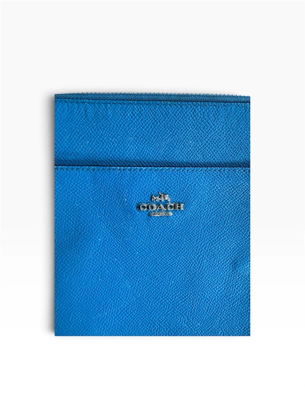 Coach Cobalt Blue Crossgrain Leather Crossbody Bag Silver Hardware